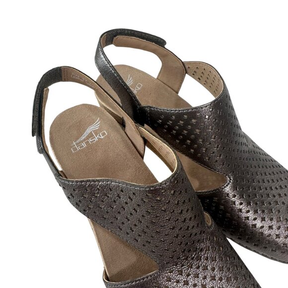 Dansko Teagan Womens Metallic Leather Perforated Open-Toe Sandals Size 37 US 7 - Picture 3 of 14